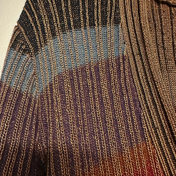 Coldwater Creek womens Multicolor Striped Cardigan medium boho ribbed, button - Picture 9 of 12